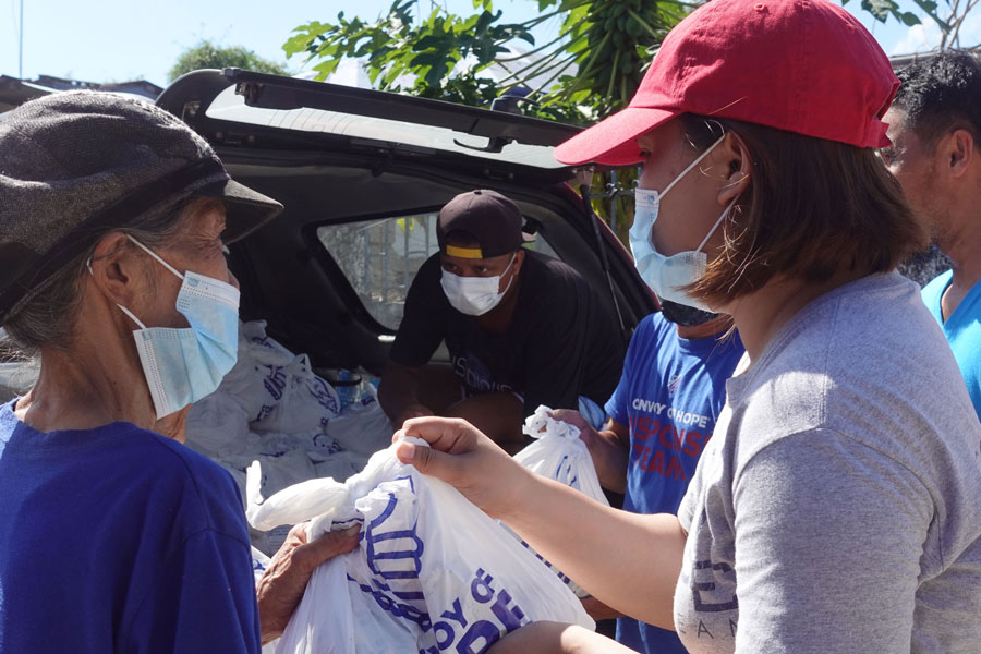 Convoy staff delivering supplies